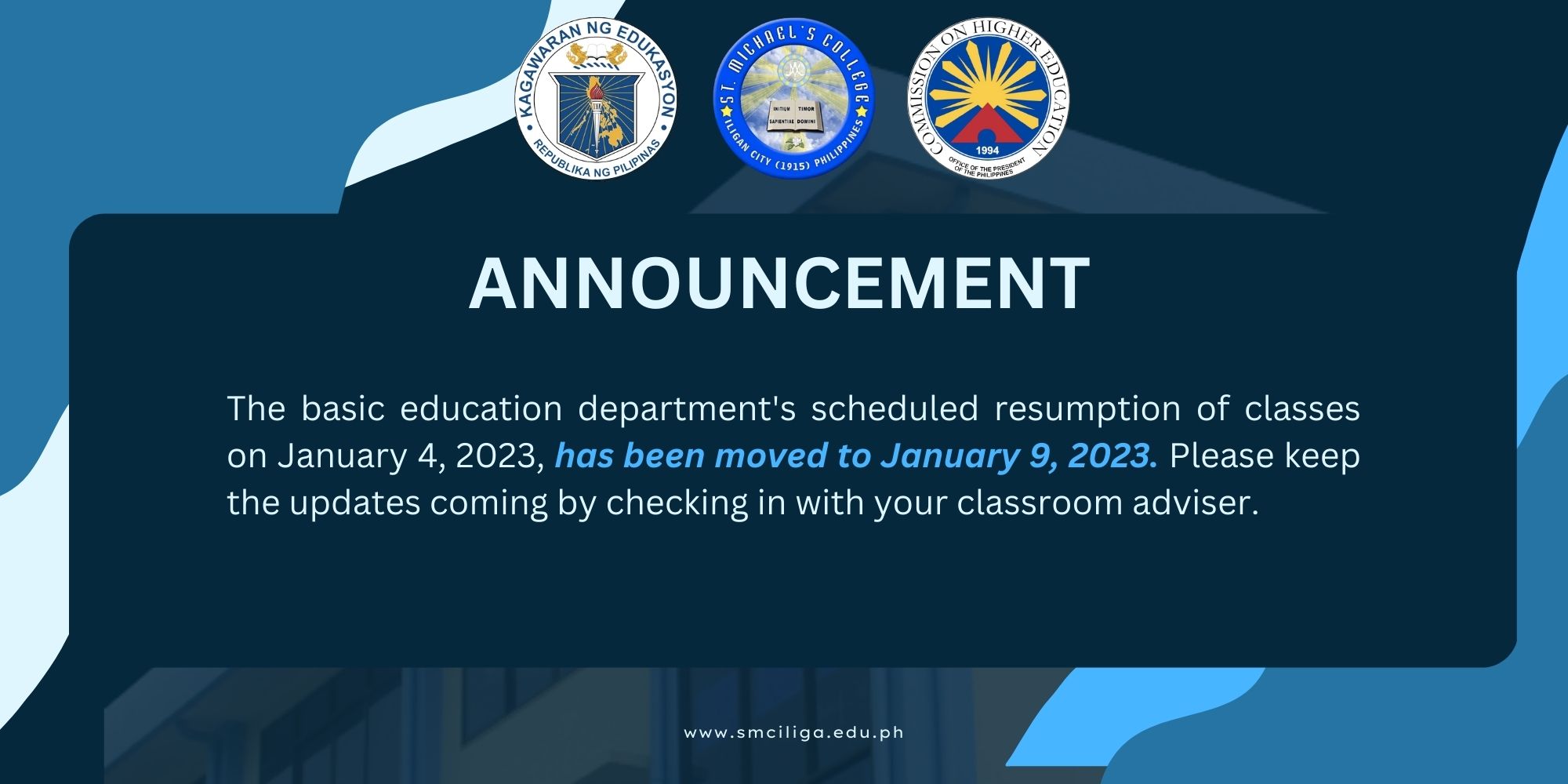 You are currently viewing BASIC EDUCATION DEPARTMENT’s scheduled resumption of classes