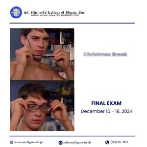 Read more about the article Nothing excites 𝓜𝓲𝓬𝓱𝓪𝓮𝓵𝓲𝓽𝓮𝓼 more than having exams during the Christmas season.